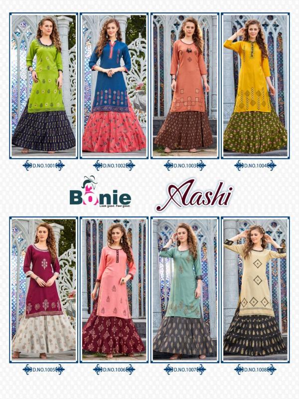 Bonie Aashi Rayon Designer Kurti With Skirt 